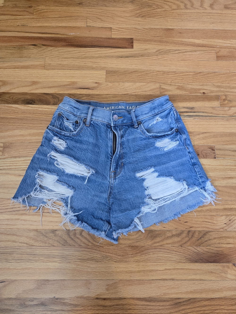American Eagle Outfitters Distressed Denim Cutoff Shorts - Light Blue
